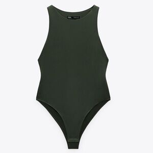 Zara Halter Neck Bodysuit in Forest Green
